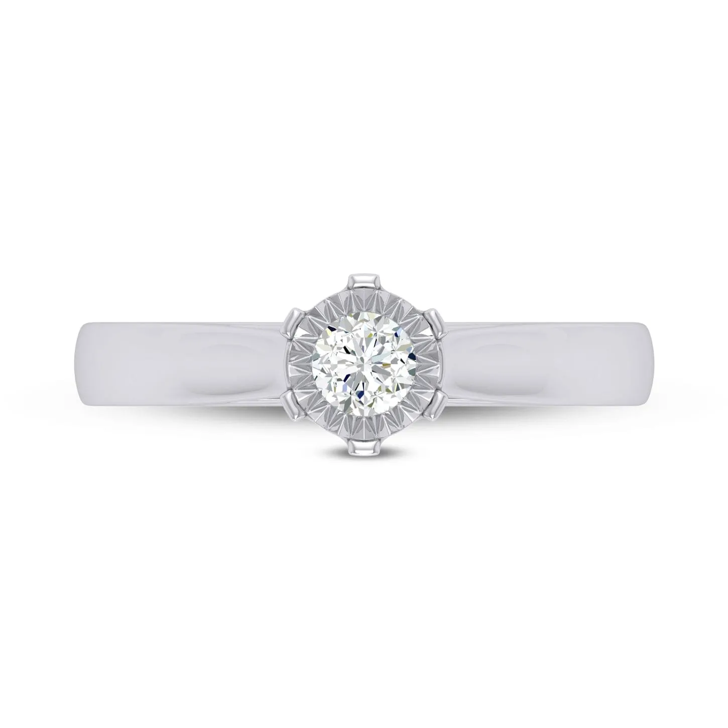 Brilliant Illusion Solitaire Miracle Ring with 0.10ct Diamonds in 9ct White Gold