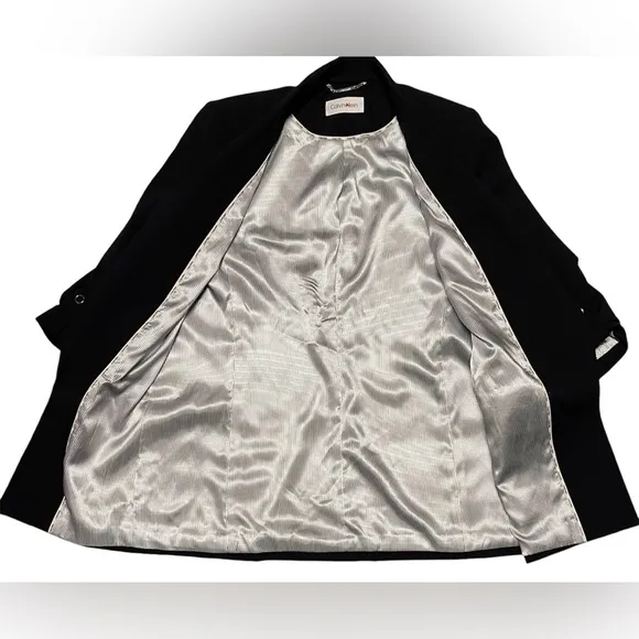 CALVIN KLEIN OPEN FRONT ROLLED-UP SLEEVES BLAZER WOMEN BLACK COLOR SIZE SMALL