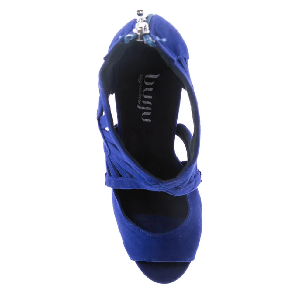 Camila - Blue Vegan Suede - Suede Sole - Dance Floor Only