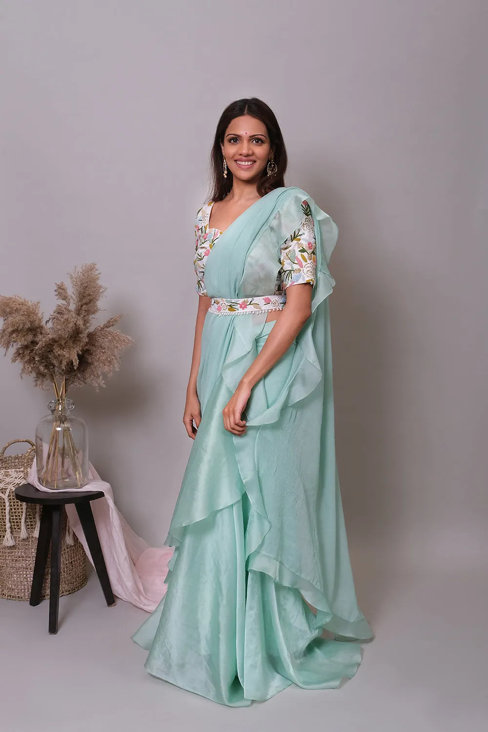 Candy Crush Ruffle Saree