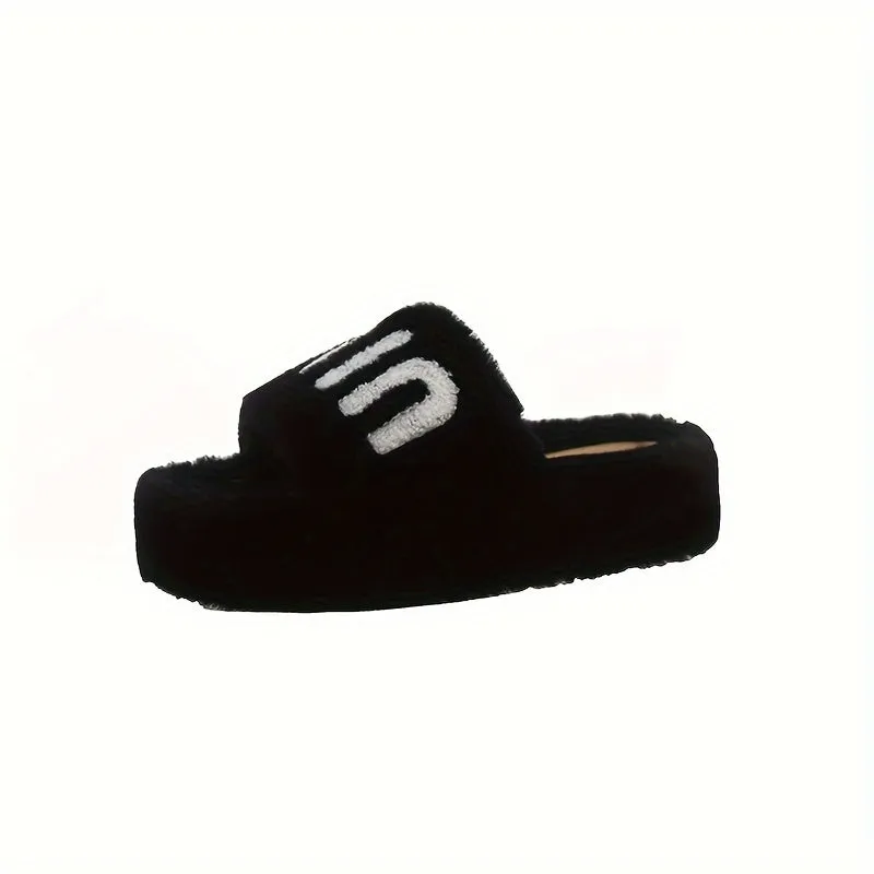 Casual Geometric Pattern Slip-on Slippers - All-Season Thick Sole Anti-Slip Embroidered Slides for Women, Fabric Upper/Inner, Polyurethane Sole - Taizhou Production Area