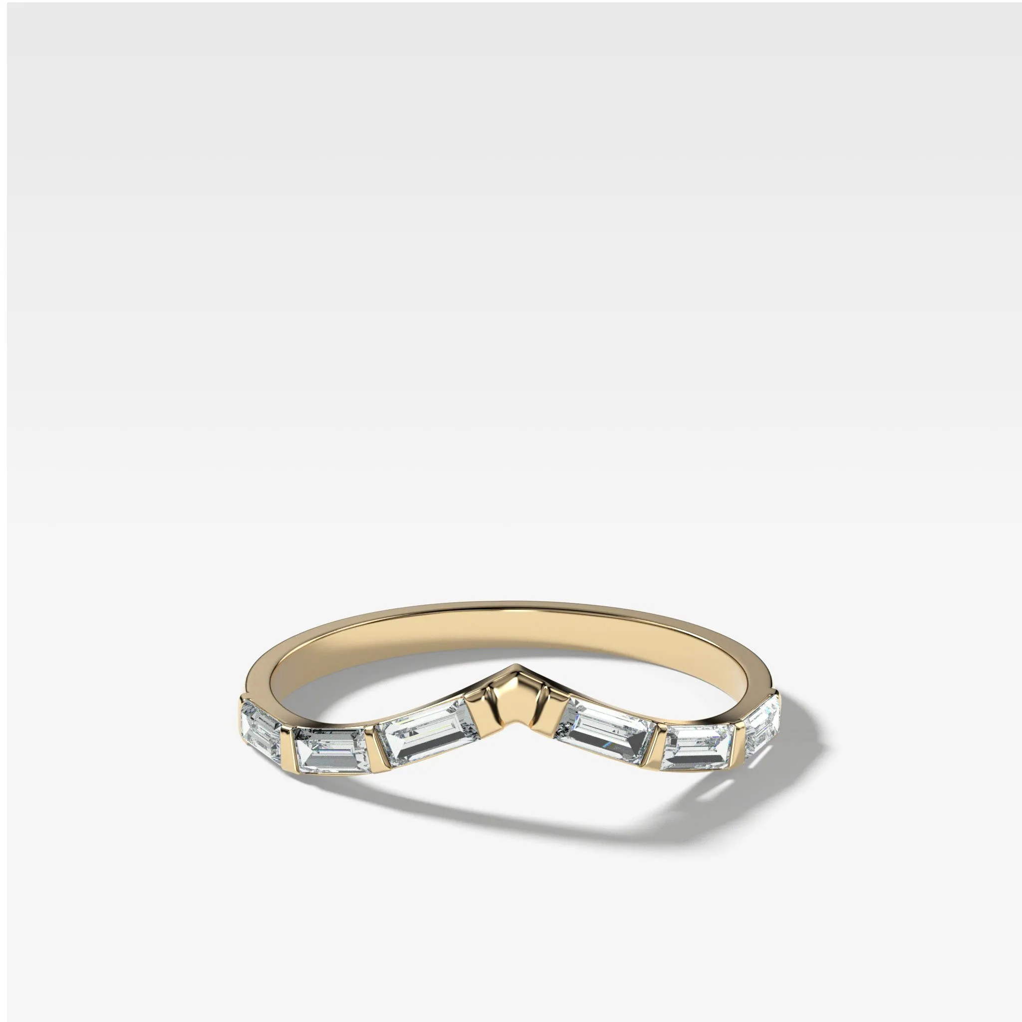 Chevron Baguette Wedding band