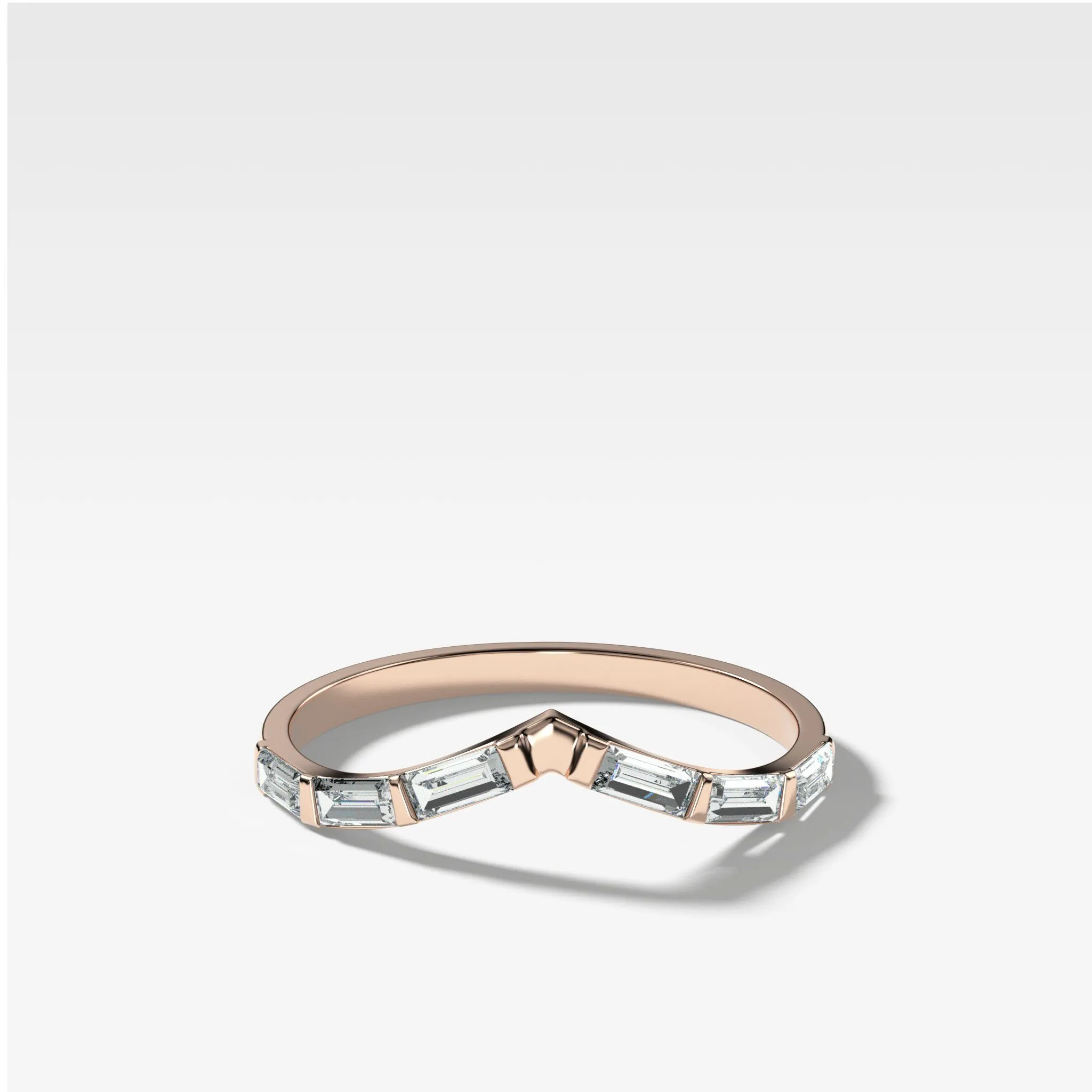 Chevron Baguette Wedding band