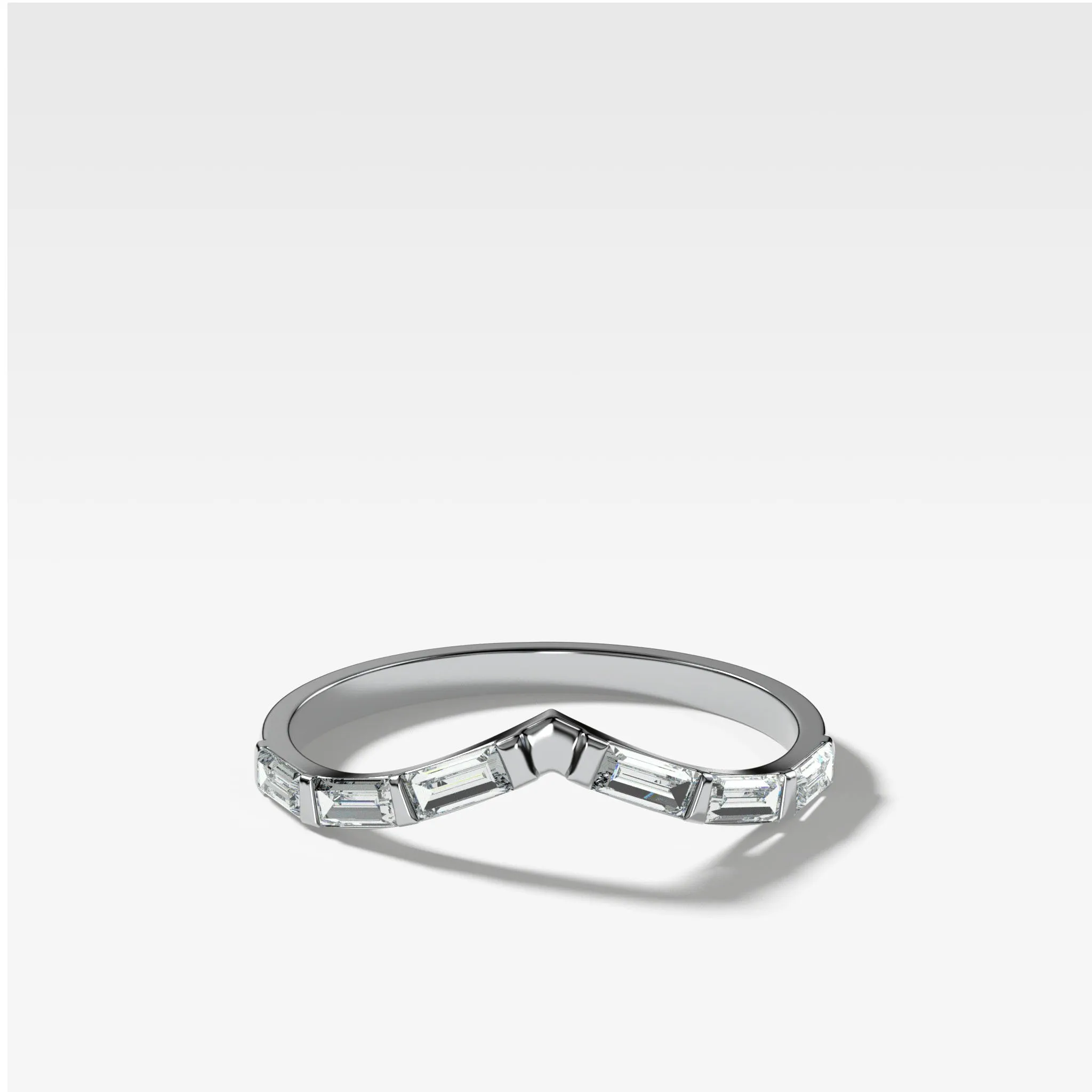 Chevron Baguette Wedding band