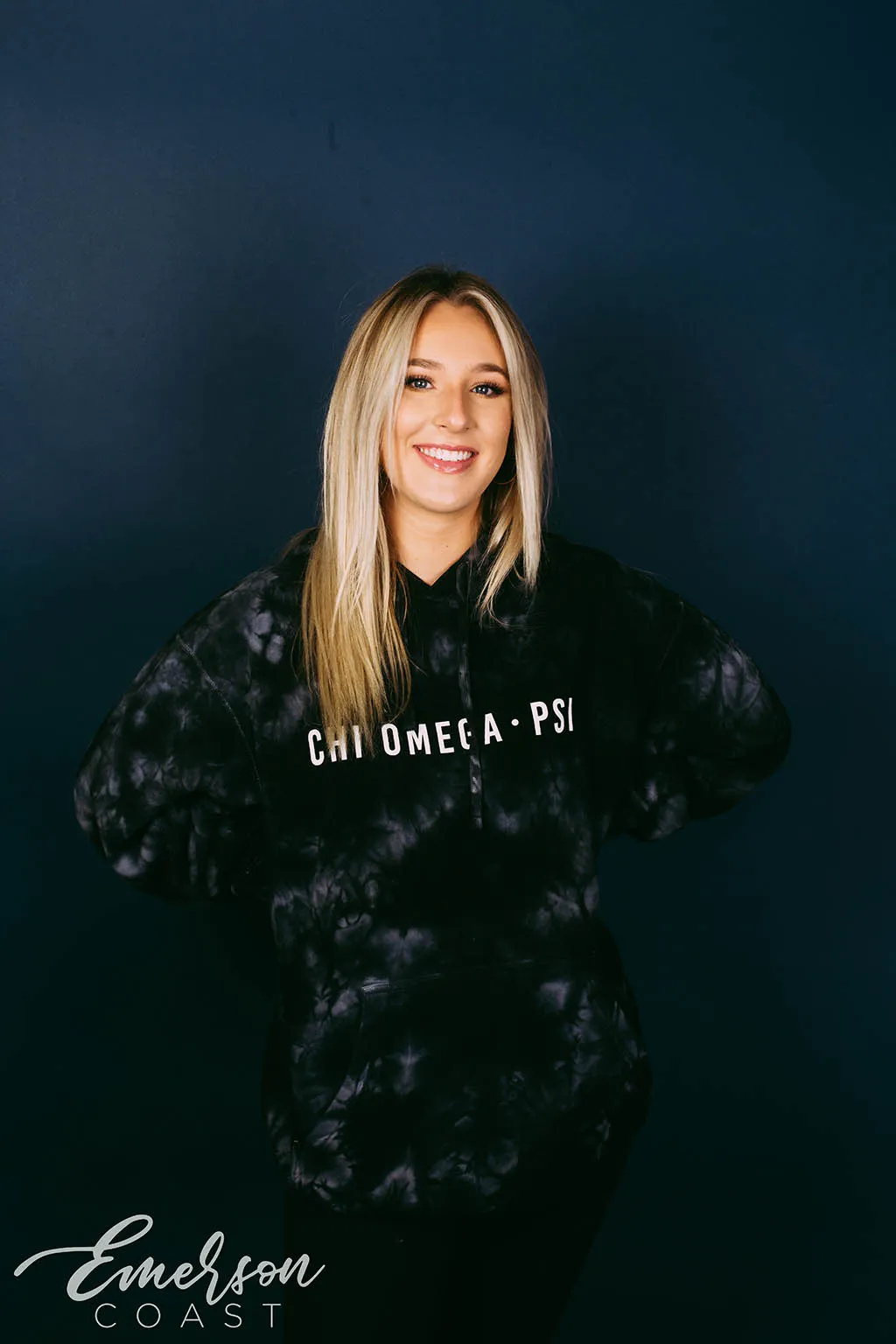Chi Omega Black Tie Dye PR Hoodie