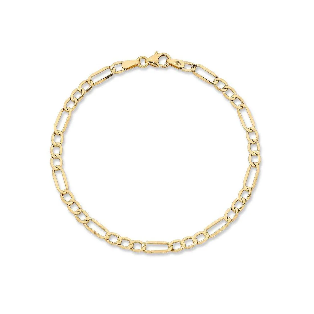 Children's 9ct Yellow Gold Silver Infused Figaro Bracelet