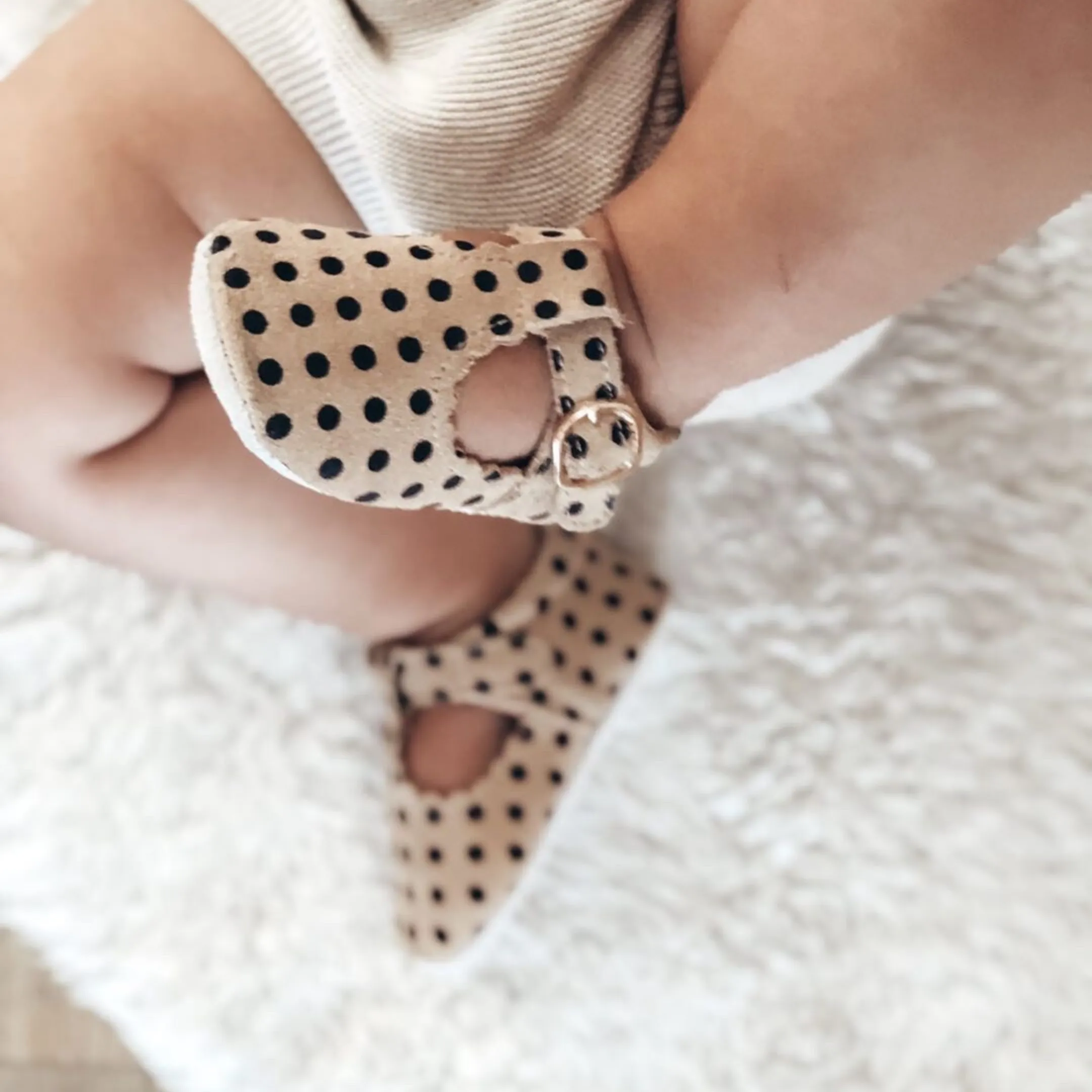 Clemmie Polka Dot Cream T-Bars