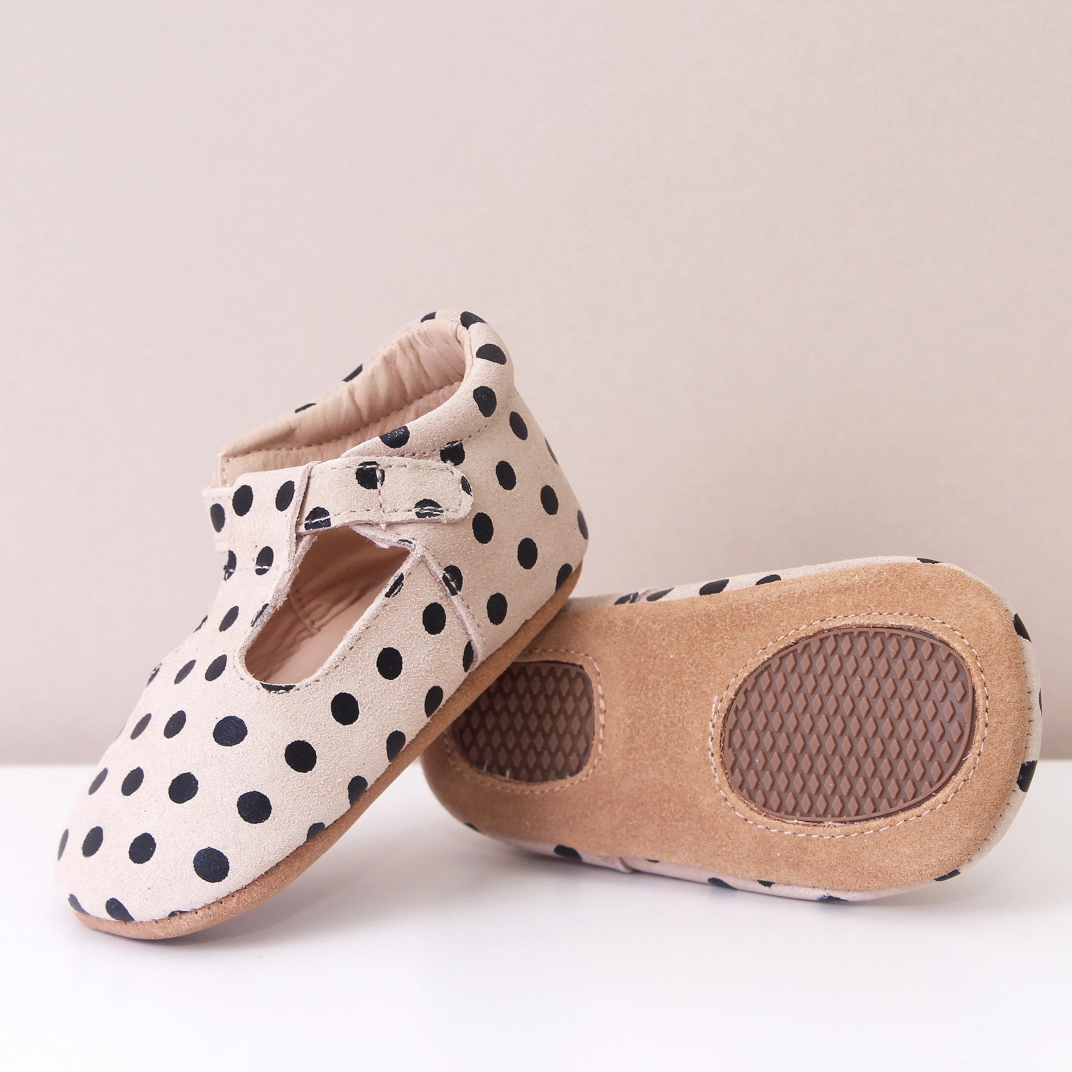 Clemmie Polka Dot Cream T-Bars