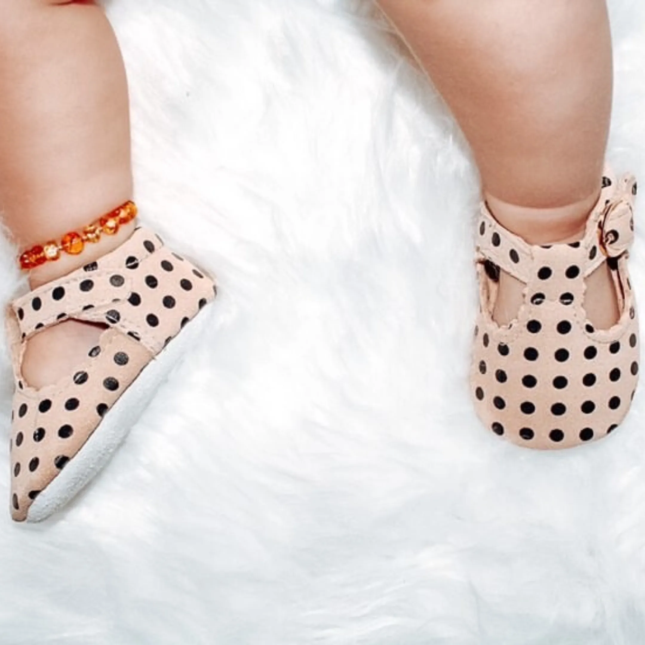 Clemmie Polka Dot Cream T-Bars