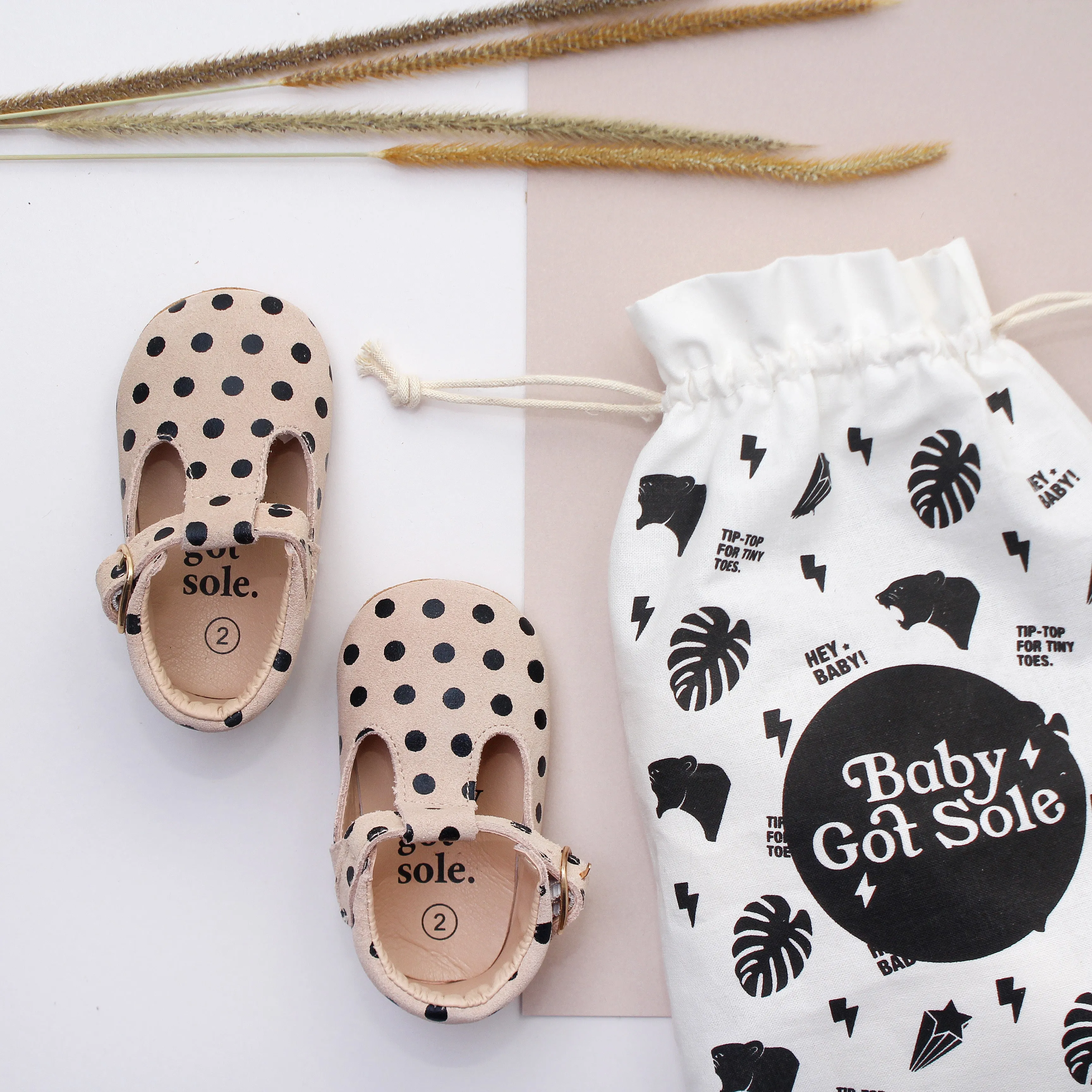 Clemmie Polka Dot Cream T-Bars