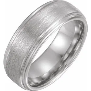Cobalt 8 mm Flat Edge Band with Brush Finish Size 9.5