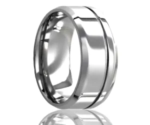 Cobalt Beveled Edge Offset Groove Ring