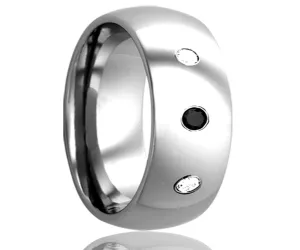Cobalt Domed Black & White Diamond Ring