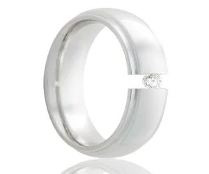 Cobalt Domed Tension Set Diamond Step Edge Ring