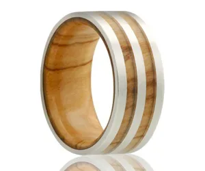 Cobalt Double Row Olive Wood Ring