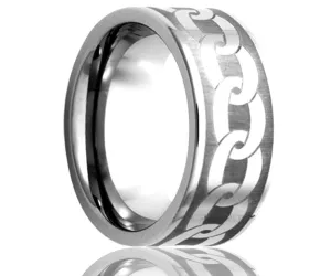 Cobalt Laser Engraved Chain Ring
