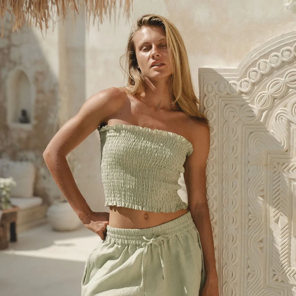 Cocos Linen Top Seafoam