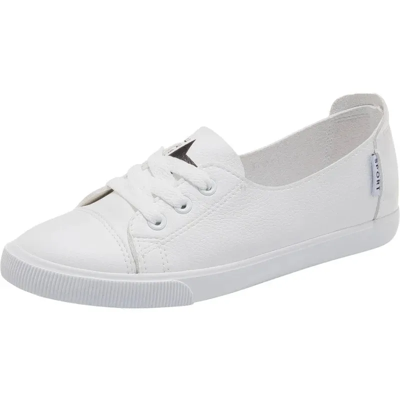 Comemore Comfortable Women's Casual Flat White Lace-up Shoes Summer Vulcanized Sneakers Ladies Light Soft Shallow Mouth Loafers