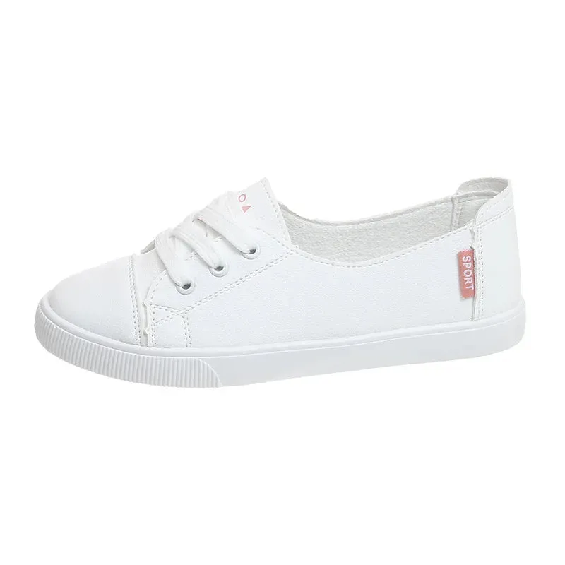 Comemore Comfortable Women's Casual Flat White Lace-up Shoes Summer Vulcanized Sneakers Ladies Light Soft Shallow Mouth Loafers