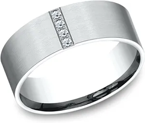 Comfort Fit Flat Diamond Wedding Band-8mm