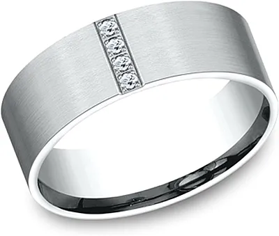 Comfort Fit Flat Diamond Wedding Band-8mm