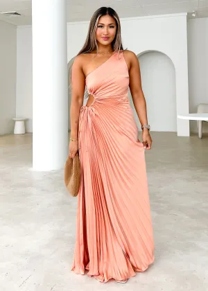 Corinne One Shoulder Midi Dress - Peach