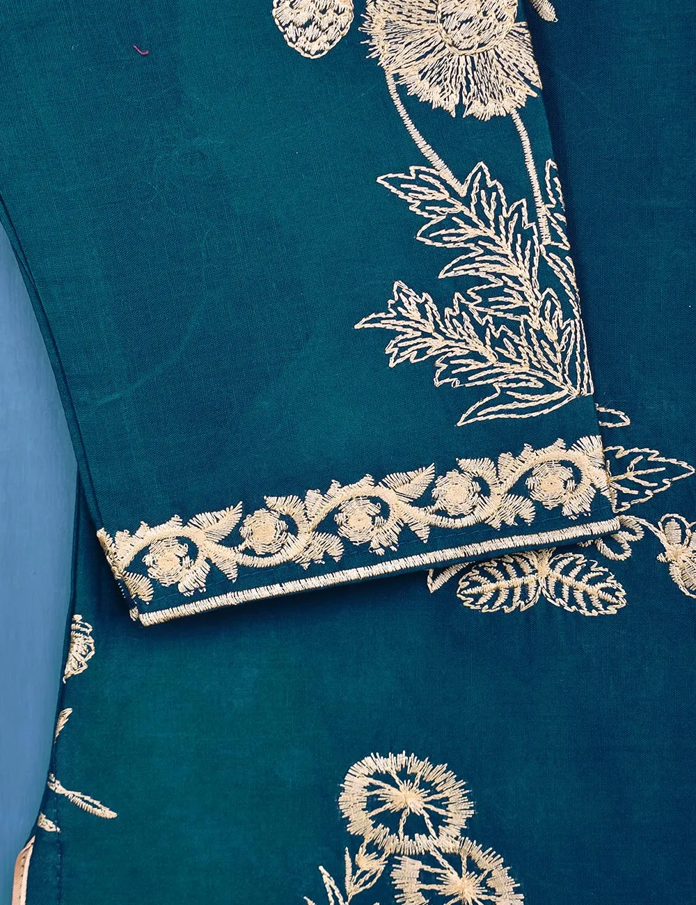 Cotton Embroidered Stitched Kurti - Glorious Mist (TS-046A-Turquoise)