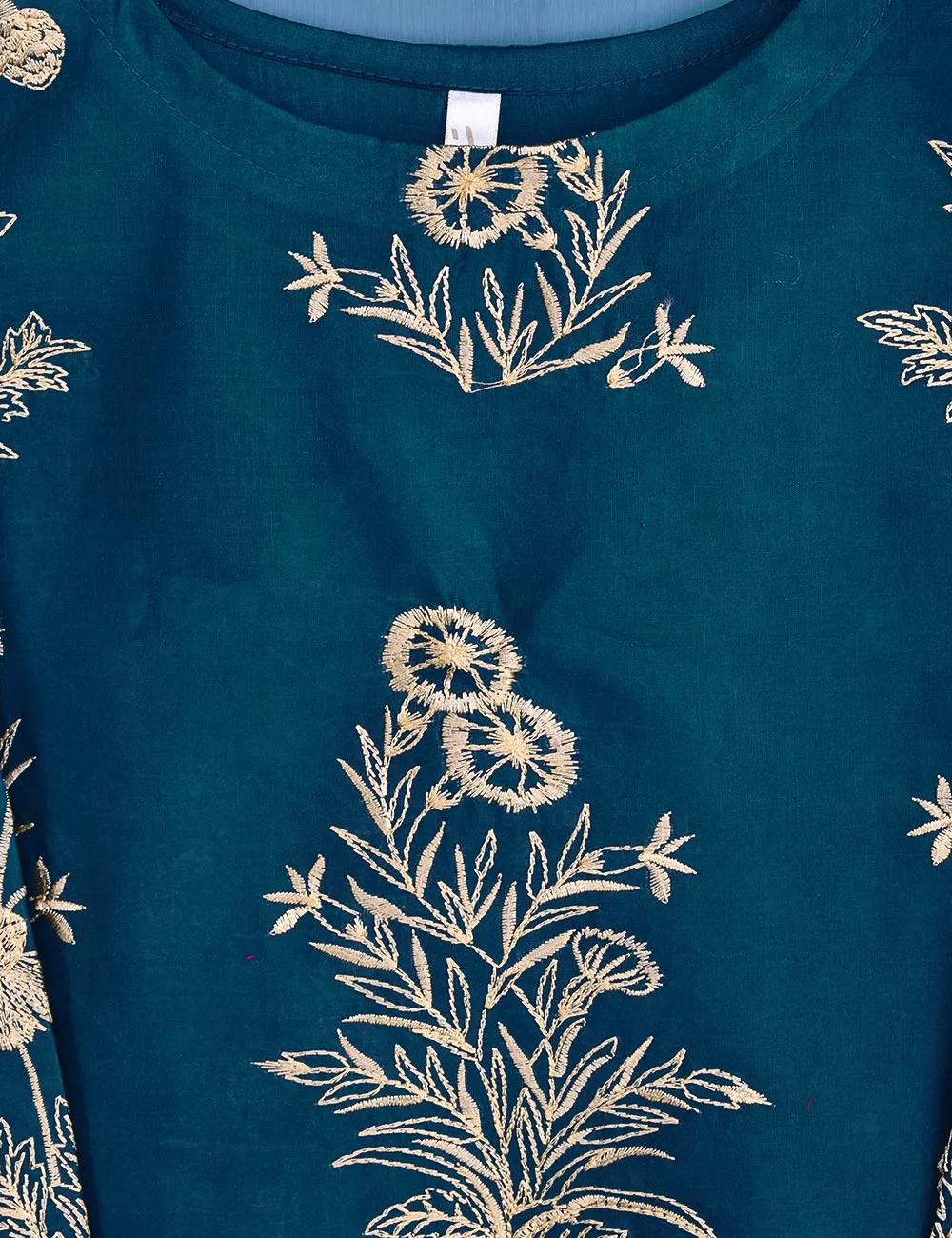 Cotton Embroidered Stitched Kurti - Glorious Mist (TS-046A-Turquoise)