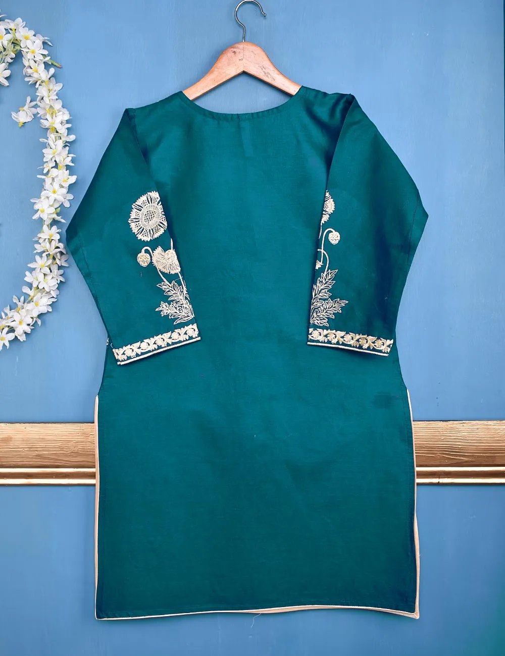 Cotton Embroidered Stitched Kurti - Glorious Mist (TS-046A-Turquoise)