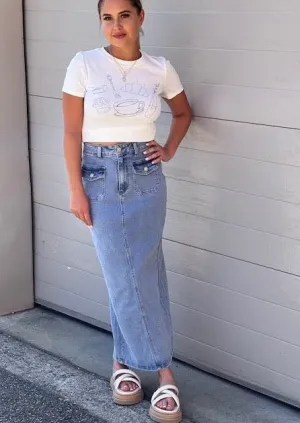 Country Denim Straight Down the Line Max Skirt
