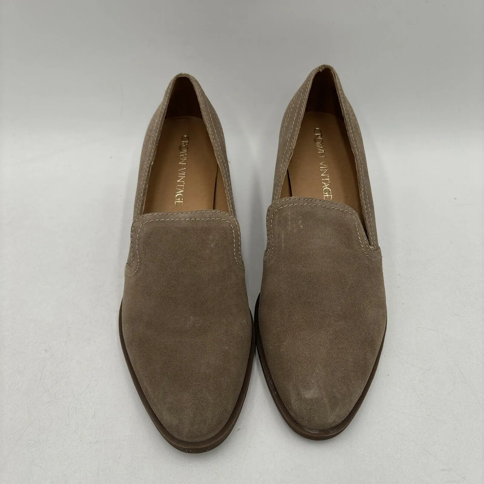 Crown Vintage Samali Loafer in Taupe Suede Size 8.5M - Very Good