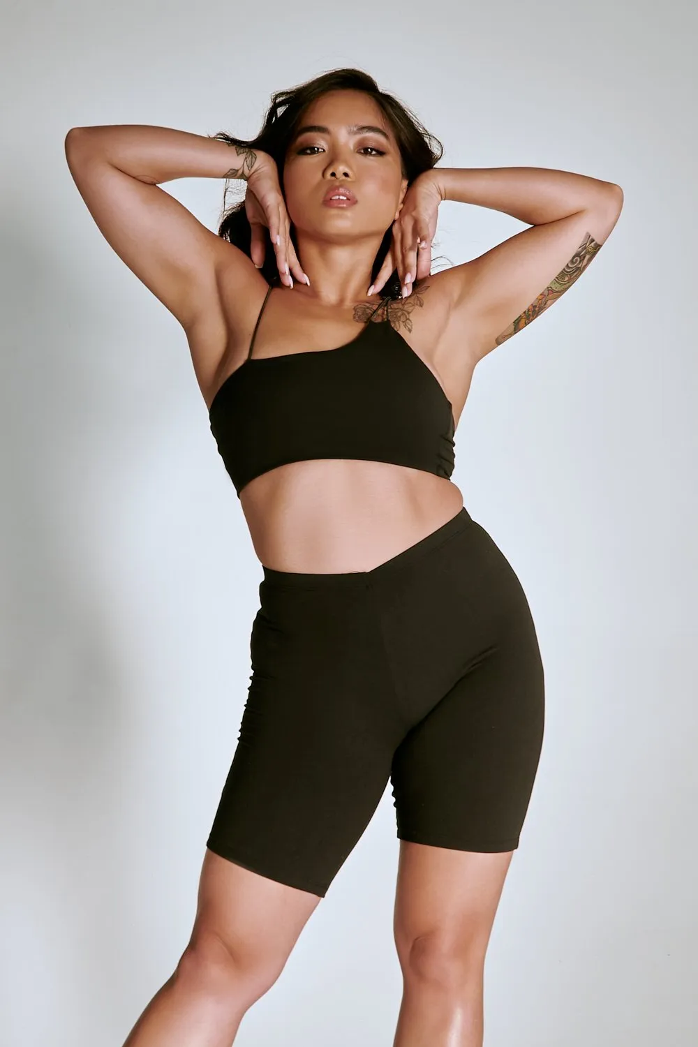 CXIX LuxLounge One Shoulder Illusion Top - Black