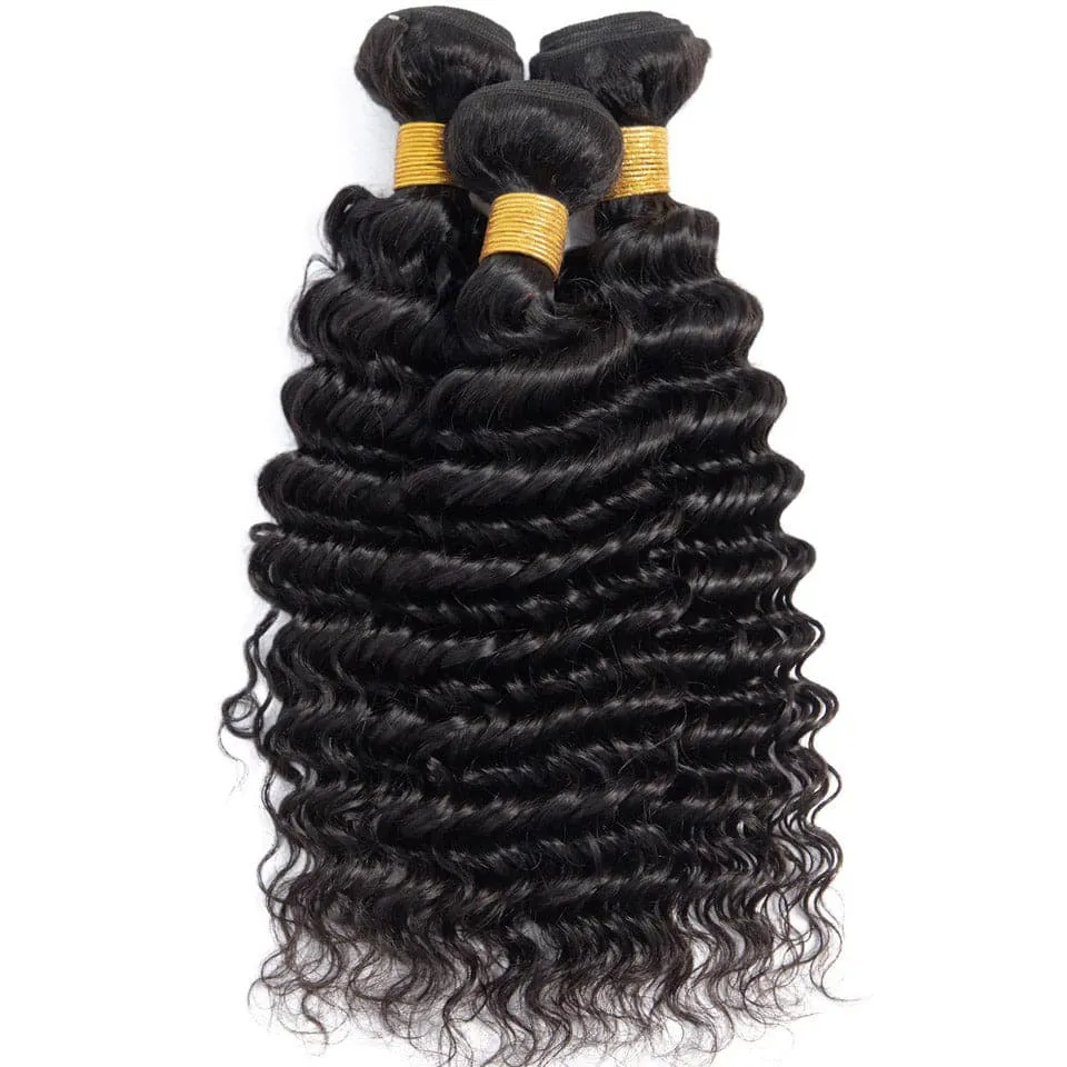 Deep Wave Brazilian Hair Bundles with 5x5 HD Lace Closure PSB05