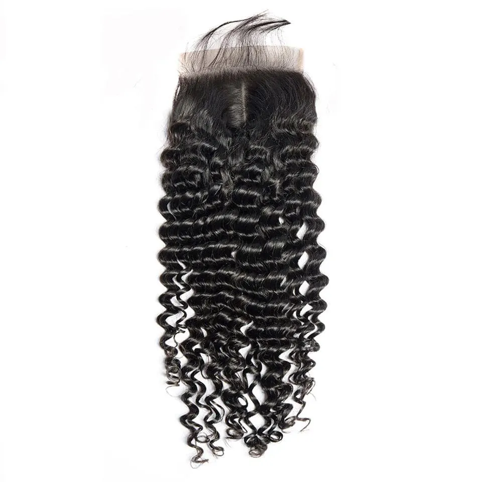 Deep Wave Brazilian Hair Bundles with 5x5 HD Lace Closure PSB05