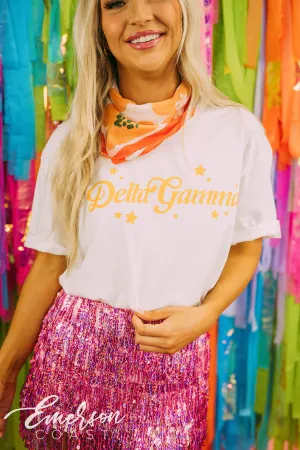 Delta Gamma Bid Day Simple Yellow Stars Tee