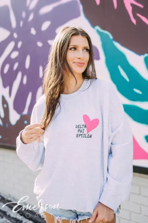 Delta Phi Epsilon PR Heart Ash Crewneck