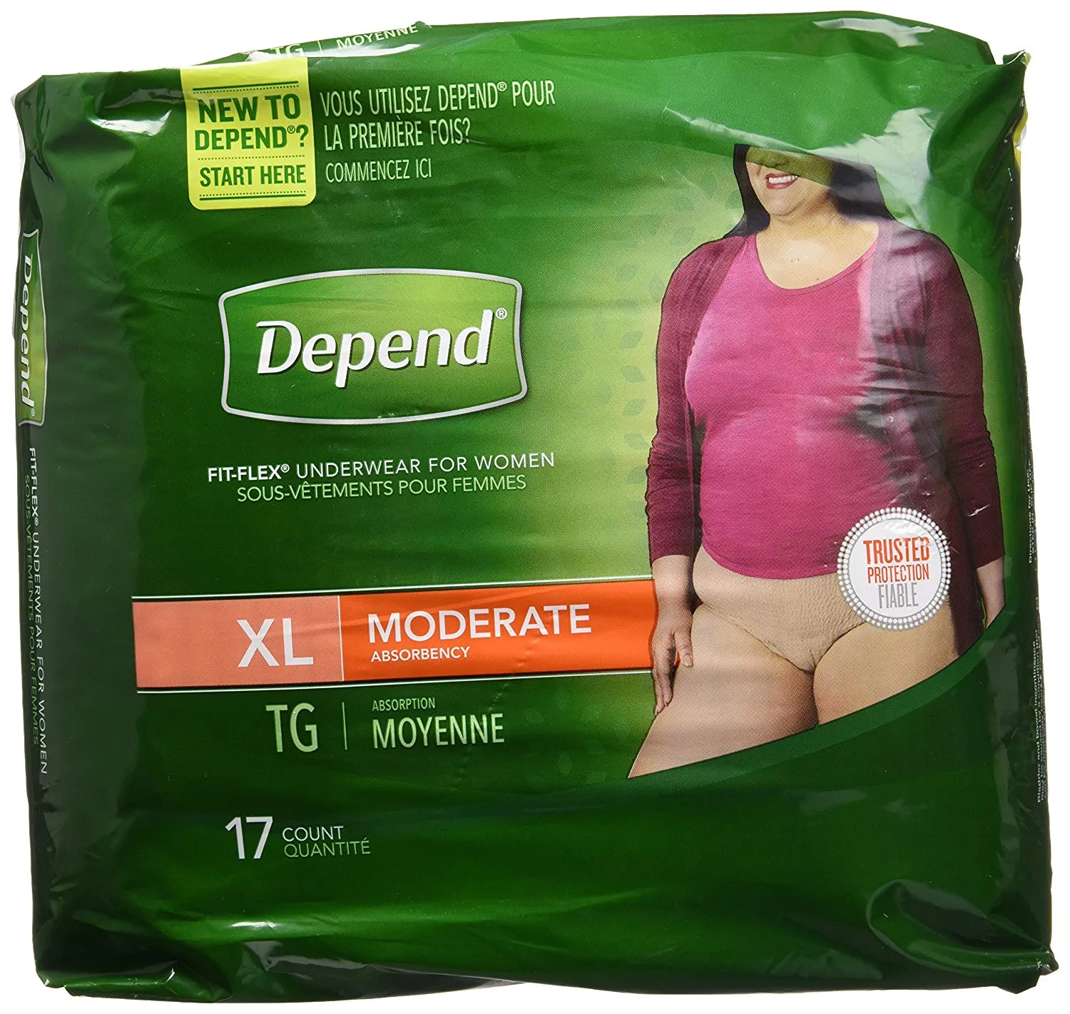 Depend FIT-FLEX Incontinence Underwear for Women, Moderate Absorbency, XL, Tan (Packaging may vary)