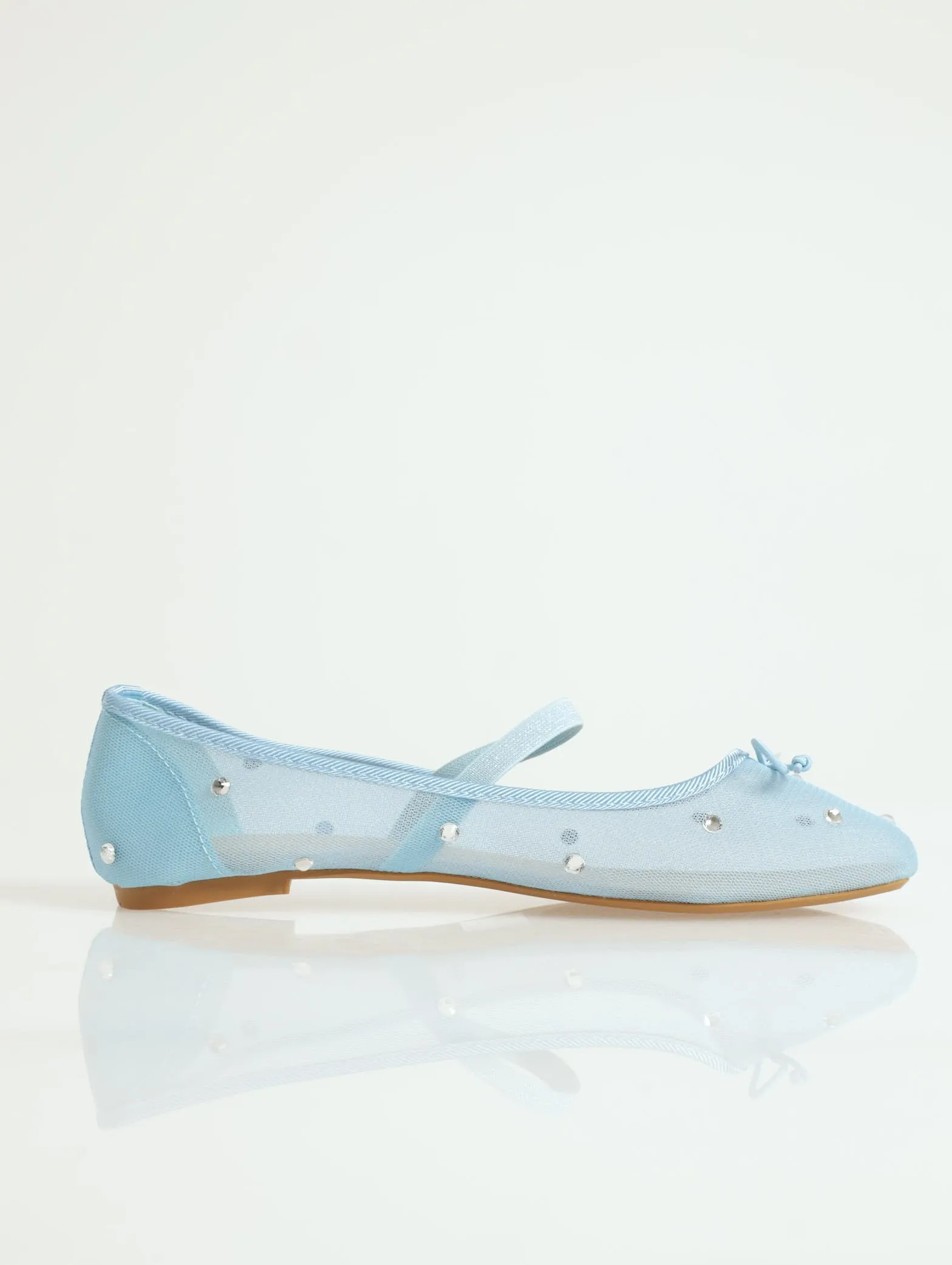 Diamnted Crusted Mesh Square Toe Pump - Blue