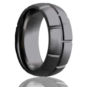Dome Zirconium Ring with a Milled Pattern