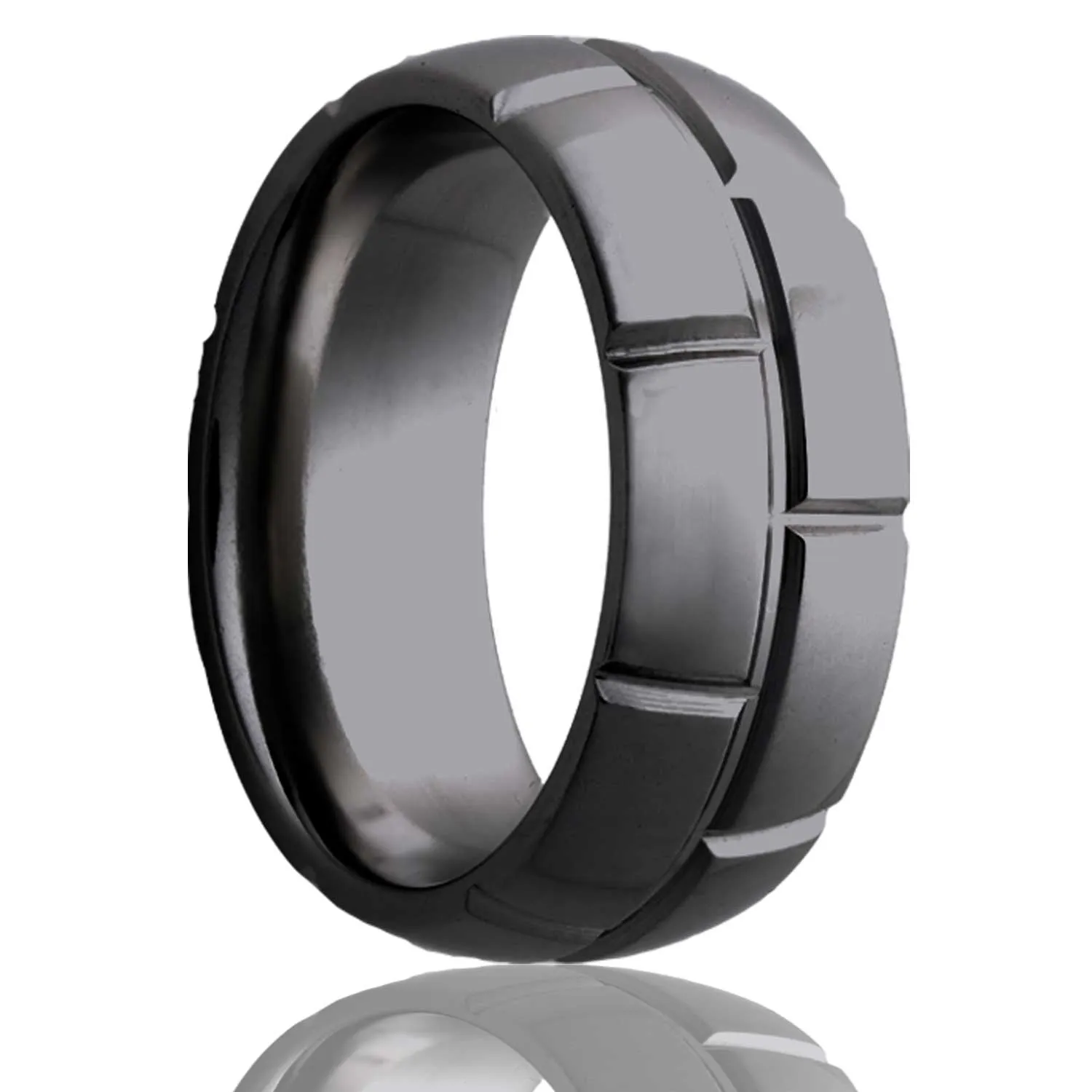 Dome Zirconium Ring with a Milled Pattern