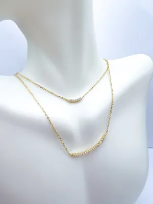 Double CZ Bar Necklace