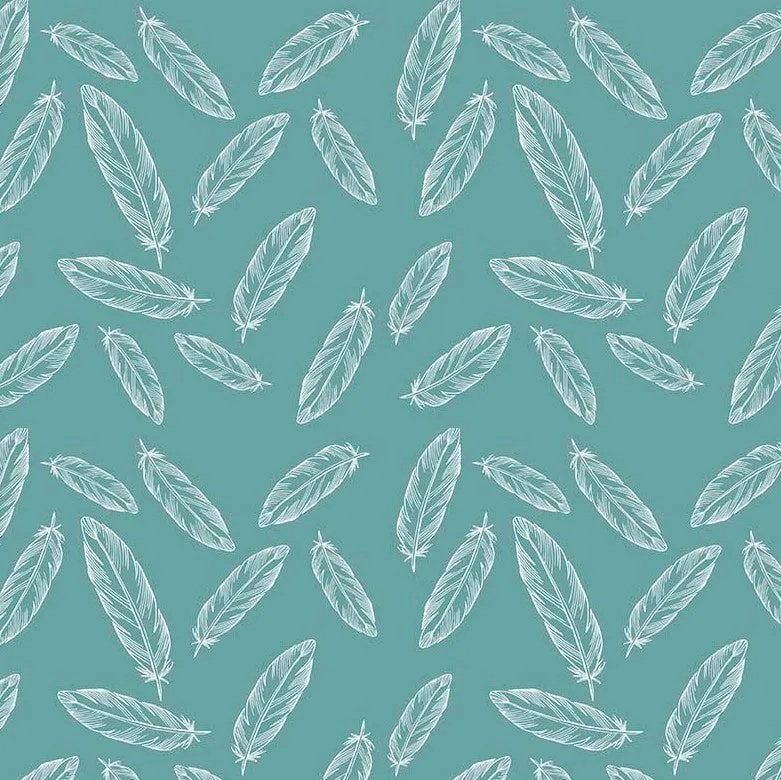 Feathers on Teal by Simple Simon & Company for Riley Blake Designs