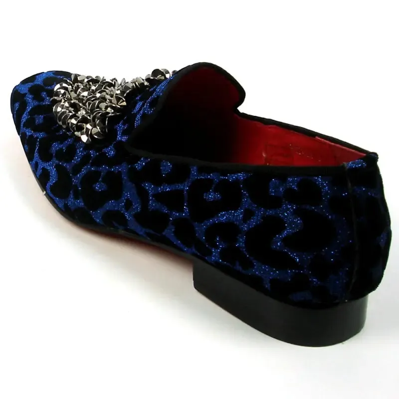 Fiesso FI-7421 Blue Slip on Loafers