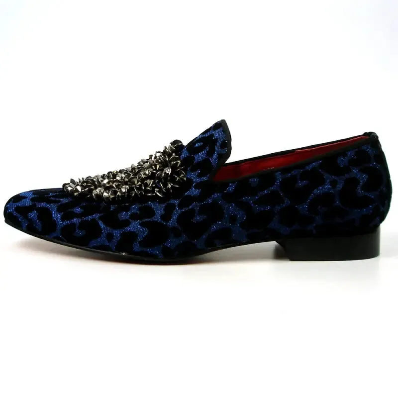 Fiesso FI-7421 Blue Slip on Loafers