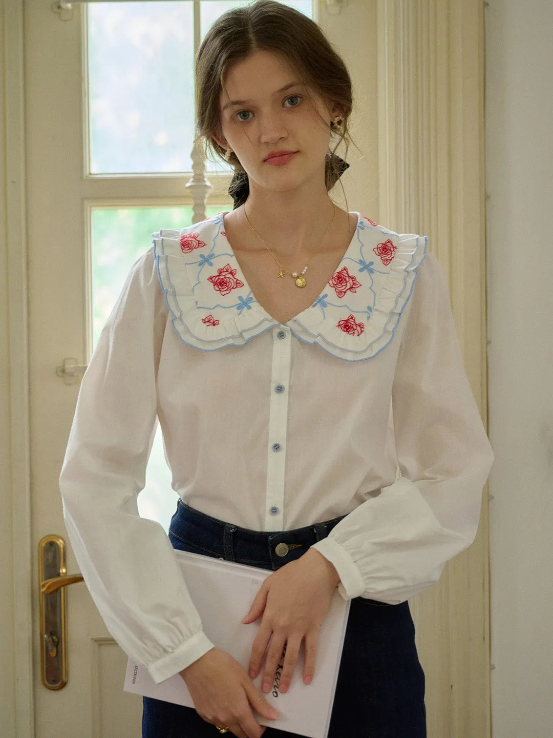 【Final Sale】Irina Simple Lace Collar Blouse