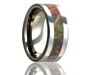 Flat Edge Timber Leaf Camo Titanium Ring