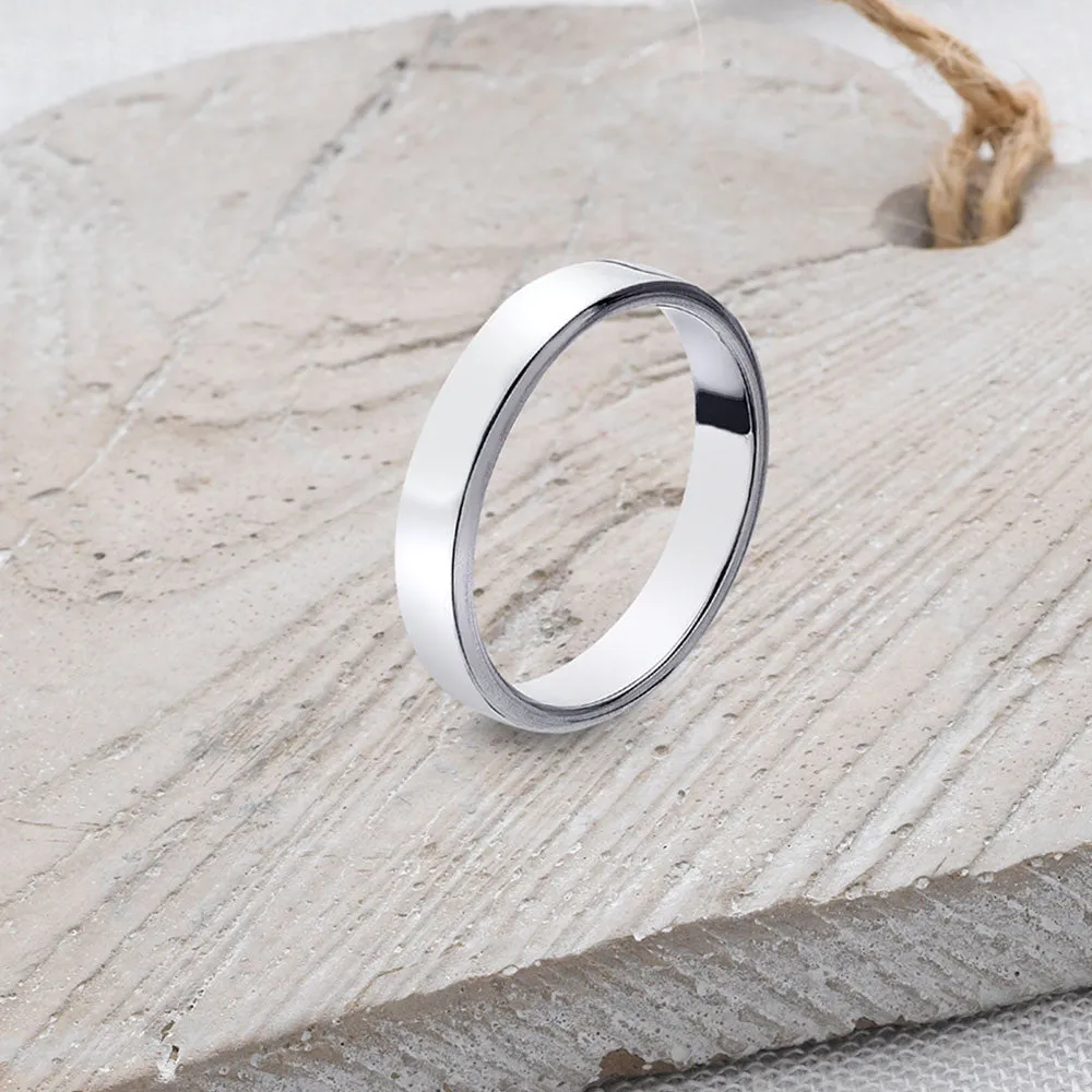 Flat - Shaped Solid Sterling Silver Band - 4mm Wide (Trade Price)