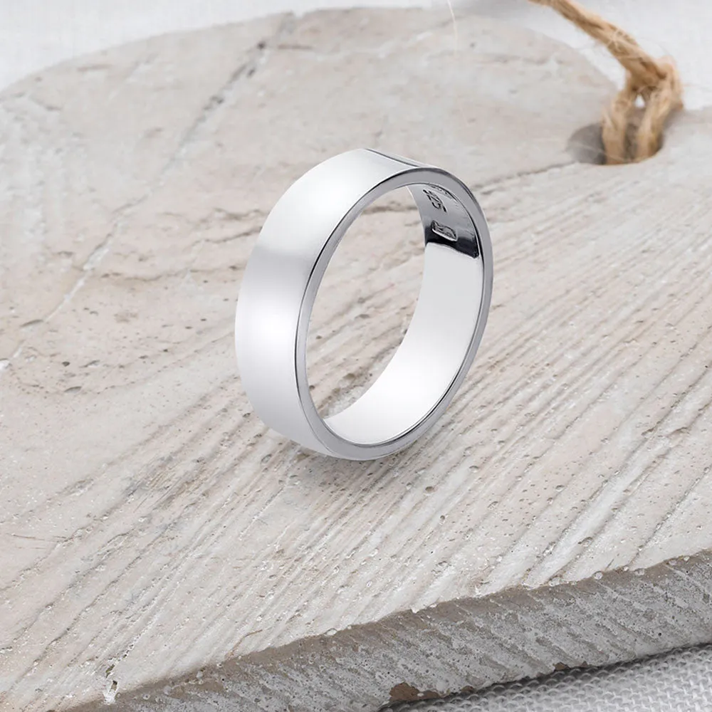 Flat - Shaped Solid Sterling Silver Band - 6mm Wide (Trade Price)