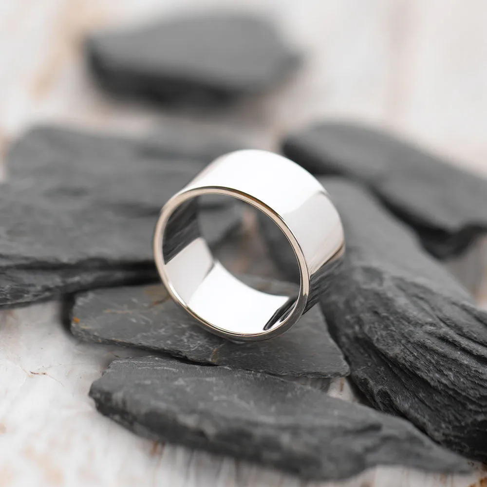 Flat - Shaped Solid Sterling Silver Band - 9mm Wide (Trade Price)