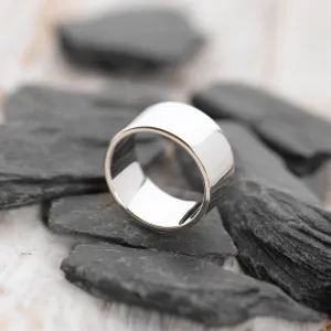 Flat - Shaped Solid Sterling Silver Band - 9mm Wide (Trade Price)